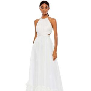 Brand New Mac Duggal White Halter Neck Dress